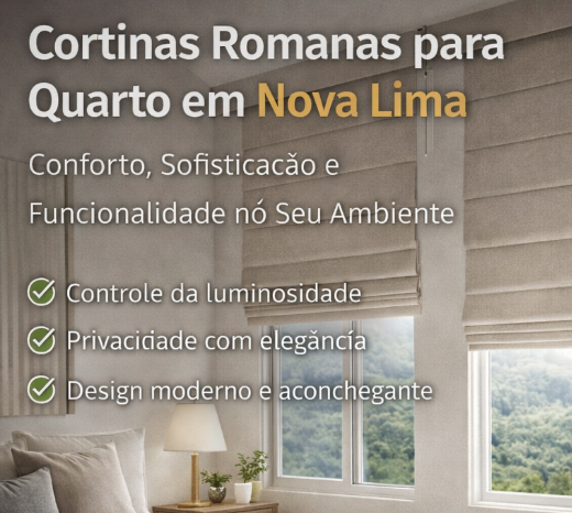 Cortinas Romanas para Quarto em Nova Lima - MG - BH Cortinas e Persianas