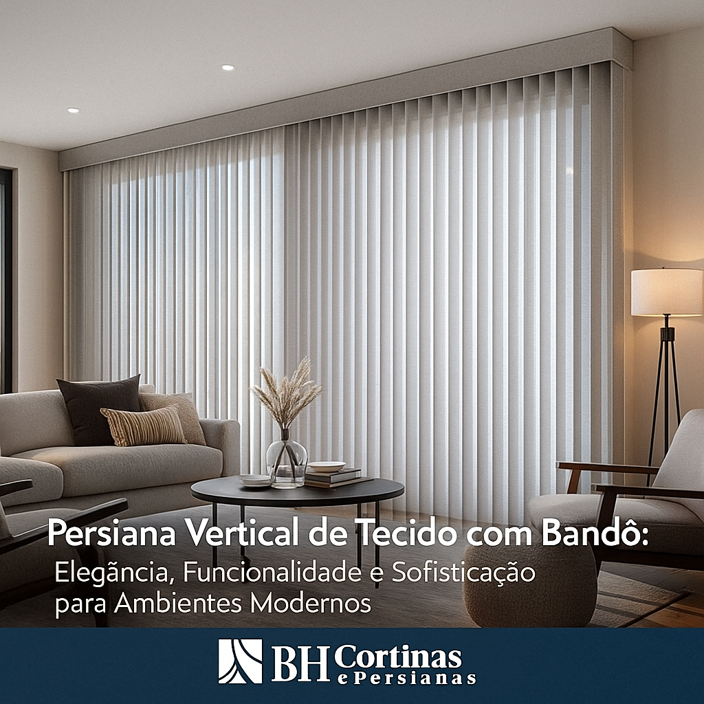 Persiana Vertical de Tecido com Bandô Elegância, Funcionalidade e Sofisticação para Ambientes Modernos BH Cortinas e Persianas