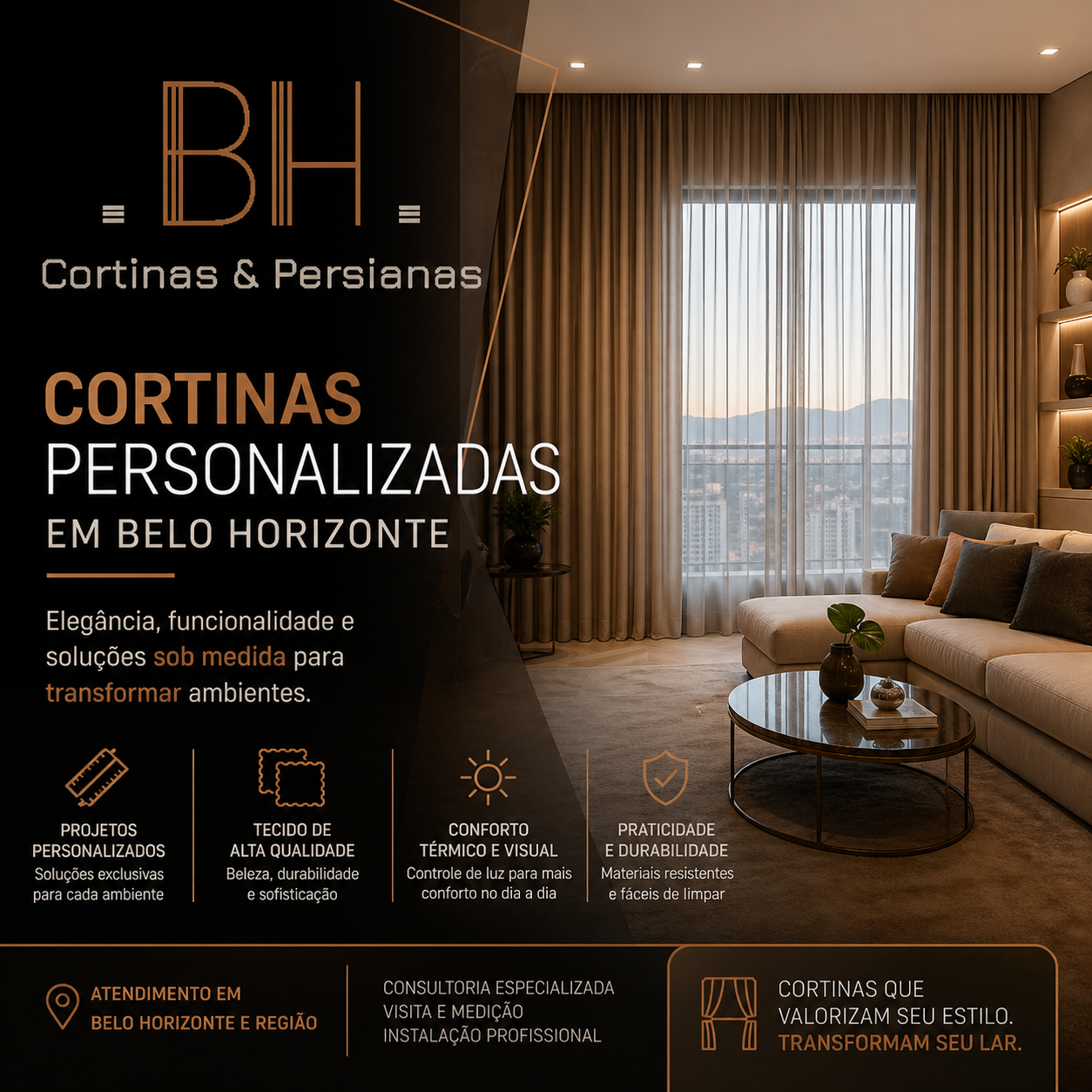 Cortinas Personalizadas em Belo Horizonte elegância, funcionalidade e soluções sob medida para transformar ambientes